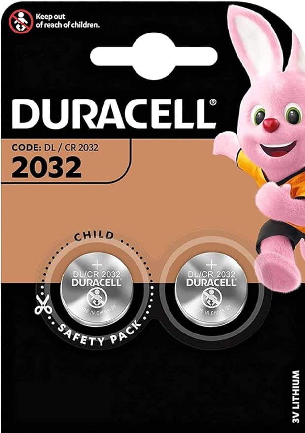 Duracell 2032 Lithium Coin Batteries 3V (CR2032) - Pack of 2