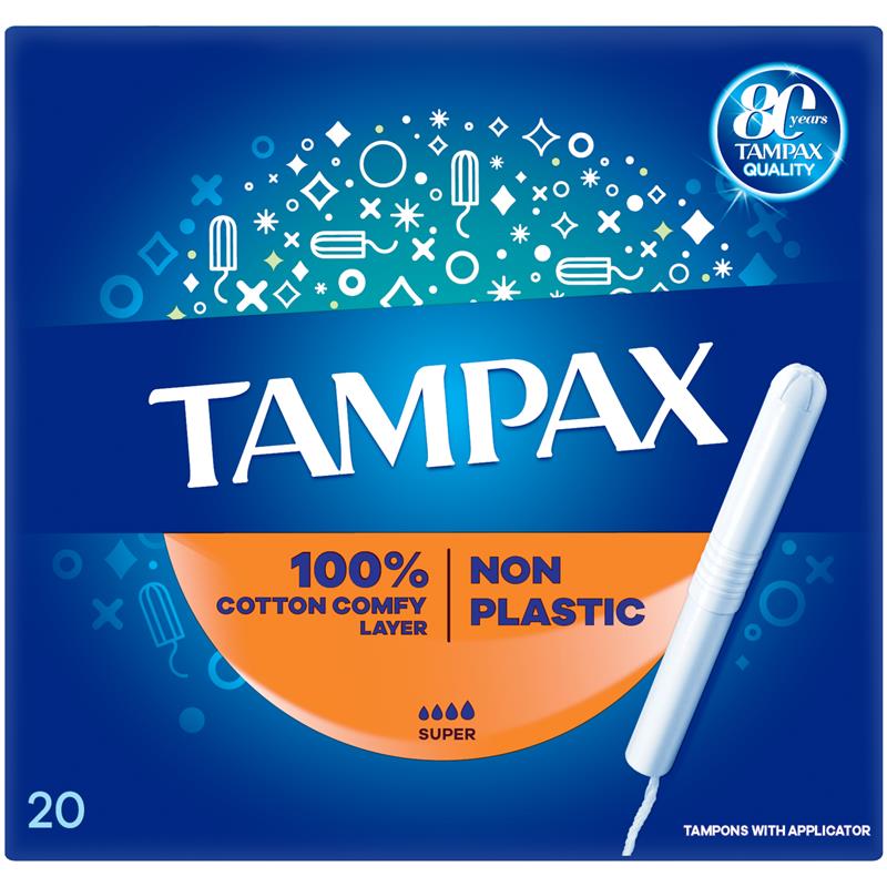 Tampax Super Tampons With Cardboard Applicator 20pk
