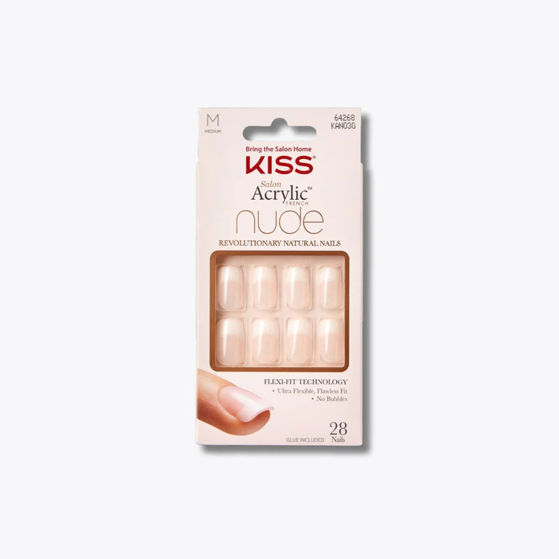 Kiss Salon Acrylic French  Nude Square  Nails - Cashmere