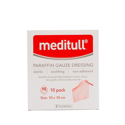 Meditull Parafin Gauze Dressing 10cmX 10cm  - Box of 10
