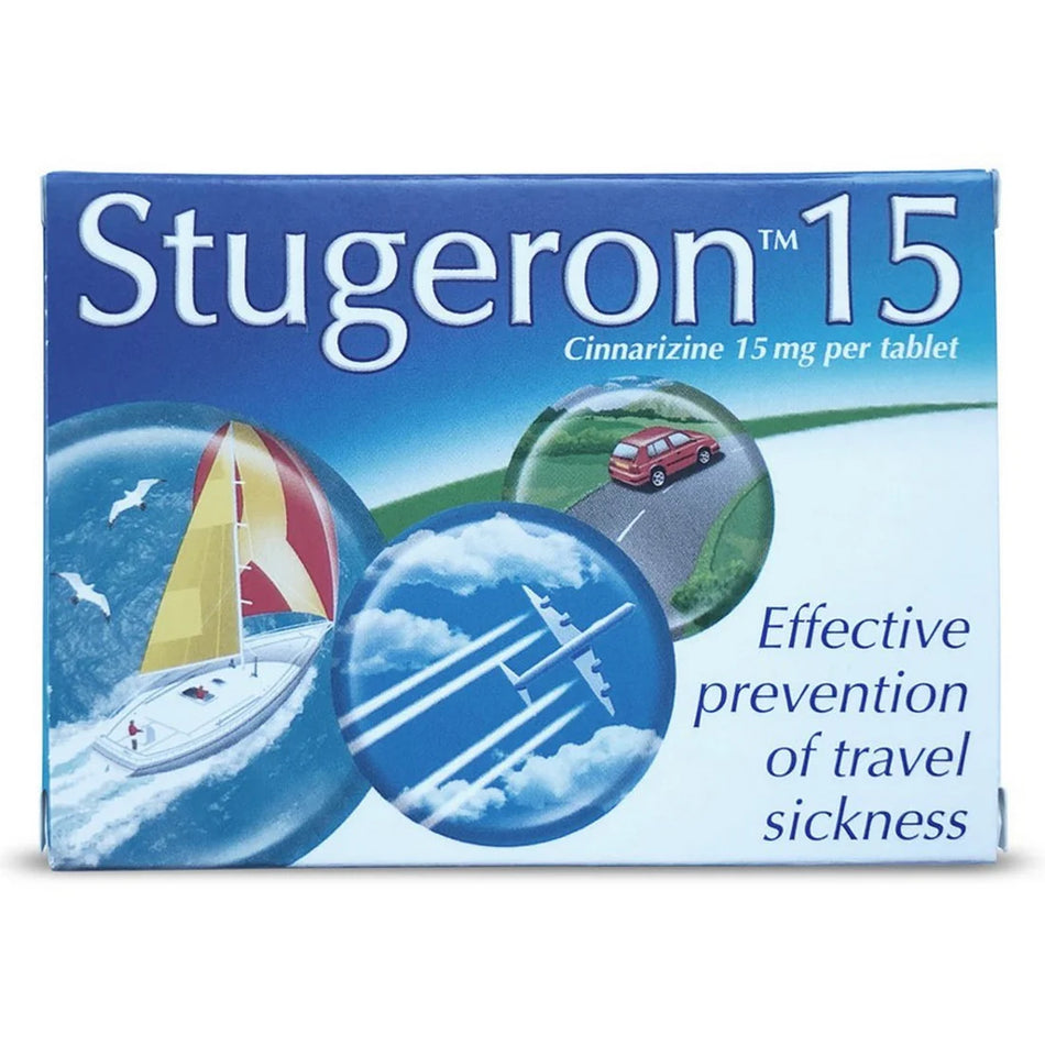 Stugeron 15 mg Cinnarizine Travel Sickness Tablets 15 Pack