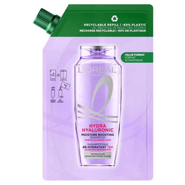 L’Oréal Paris Elvive Hydra Hyaluronic Shampoo Refill Pouch 500ml
