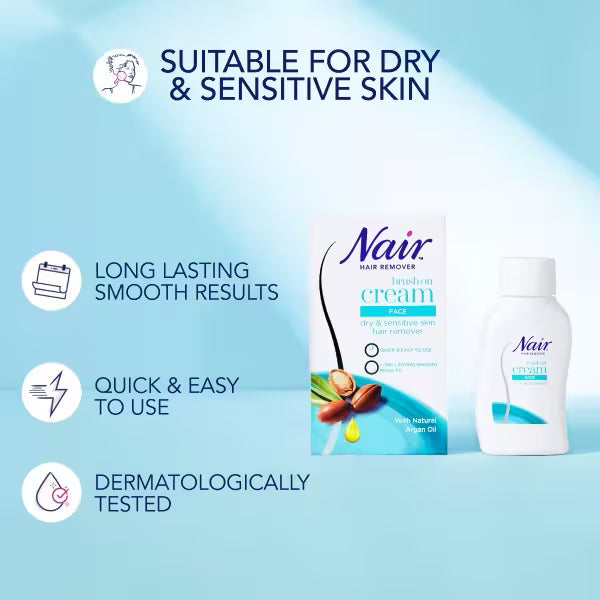 Nair Sensitive Formula Facial Brush-On Hair Removal Cream 50ml