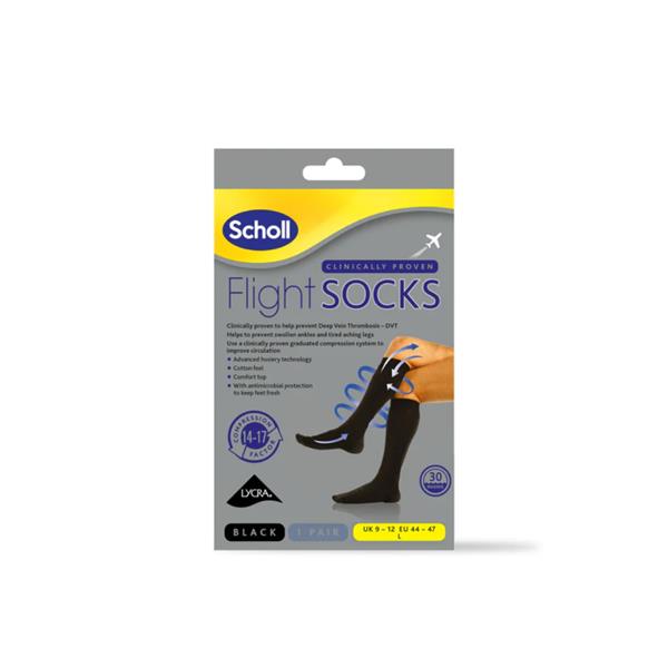 Scholl Flight Socks  Black Large 9-12